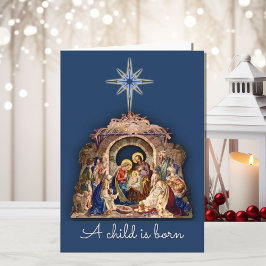 Tarjeta Natividad Jesús nace texto de firma personal
