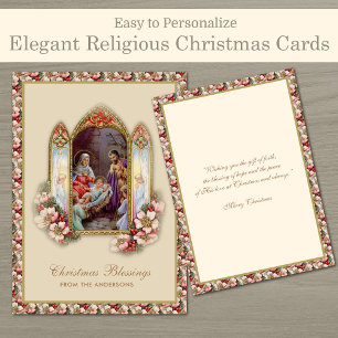 Tarjeta Natividad vintage Jesús María José Floral