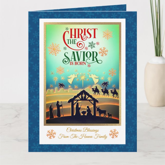 Tarjeta Nativity Scene "Merry Christmas & Happy New Year" (Anverso)