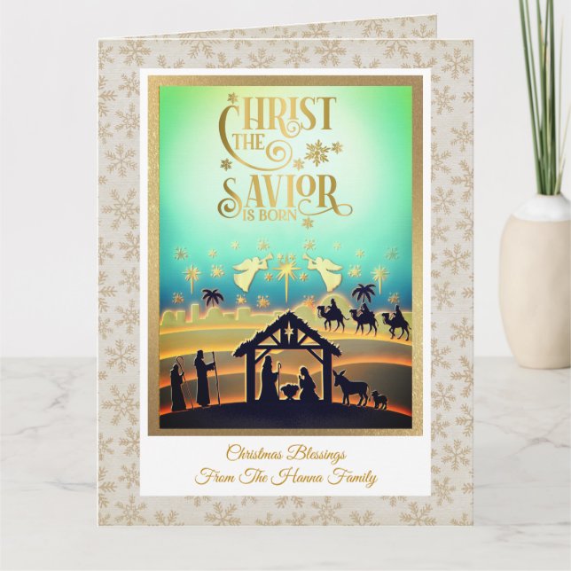 Tarjeta Nativity Scene "Merry Christmas & Happy New Year" (Anverso)