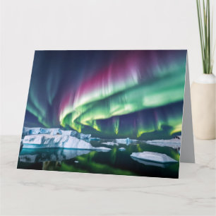Tarjeta Naturaleza ártica Aurora Iceberg Paisaje al aire l