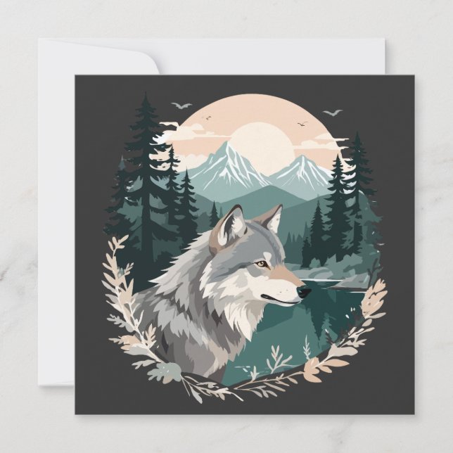 Tarjeta Naturaleza de los animales salvajes de Wolf (Anverso)