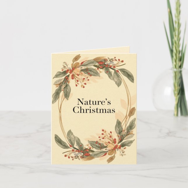 Tarjeta Nature’s Christmas – Minimal Botanical Holiday  (Anverso)