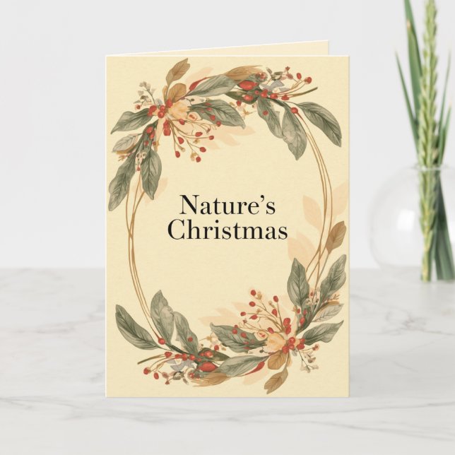 Tarjeta Nature’s Christmas – Minimal Botanical Holiday  (Anverso)