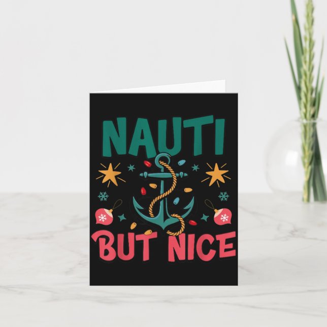 Tarjeta Naughty But Nice Funny Nautical Christmas Pun Joke (Anverso)