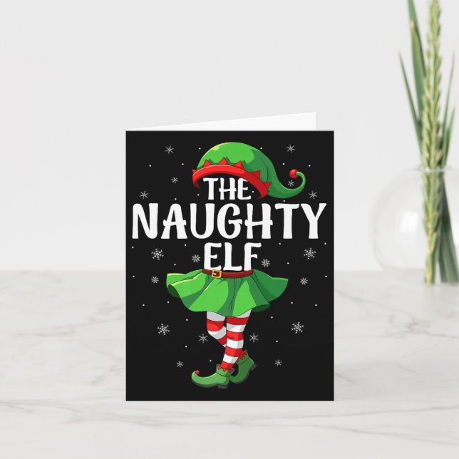 Tarjeta Naughty Elf Christmas Girls Women Elf Squad Xmas F (Anverso)