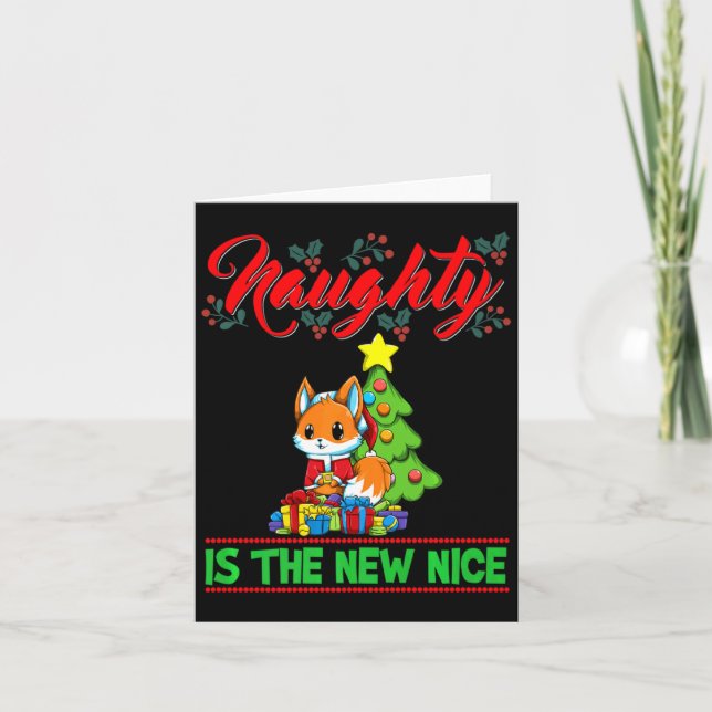 Tarjeta Naughty Is The New Nice Christmas Santa Xmas Premi (Anverso)