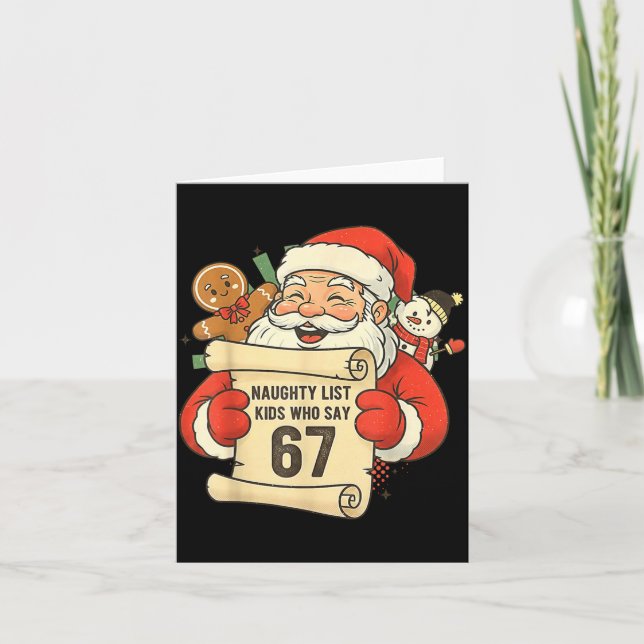 Tarjeta Naughty List Kids Who Say 67 Christmas Six Seven S (Anverso)