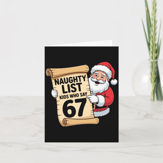 Tarjeta Naughty List Kids Who Say 67 Funny Meme Christmas  (Anverso)