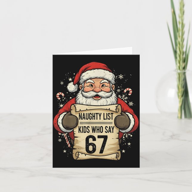 Tarjeta Naughty List Kids Who Say 67 Funny Teacher Christm (Anverso)