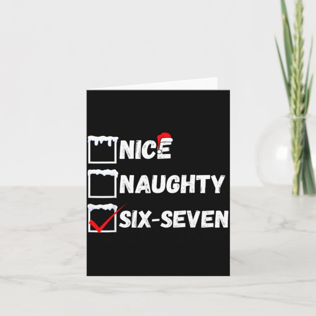 Tarjeta Naughty Nice 67 Christmas Checklist Fun Six Seven  (Anverso)