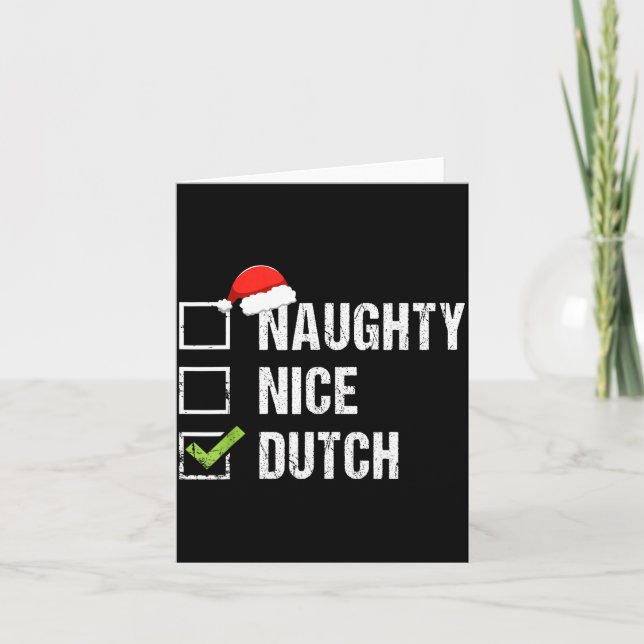 Tarjeta Naughty Nice Dutch Shirt Netherlands Santa Christm (Anverso)