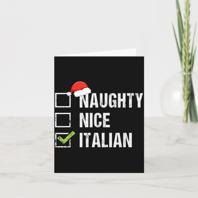 Tarjeta Naughty Nice Italian Shirt Italy Santa Hat Christm (Anverso)