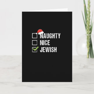Tarjeta Naughty Nice Jewish Santa Christmas 