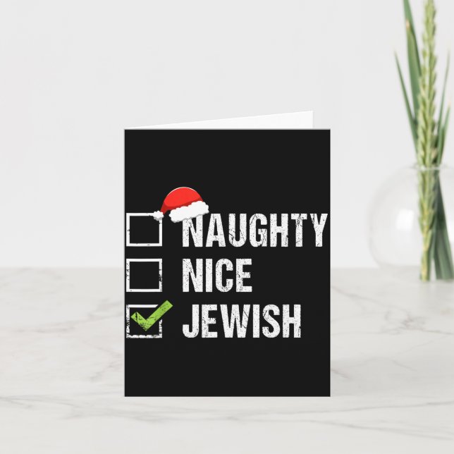 Tarjeta Naughty Nice Jewish Shirt Santa Jew Christmas Gift (Anverso)