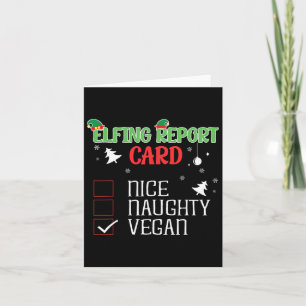 Tarjeta Naughty Nice Vegan Report Card Navidades coinciden