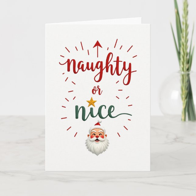 Tarjeta Naughty or Nice List Santa Christmas Card (Anverso)