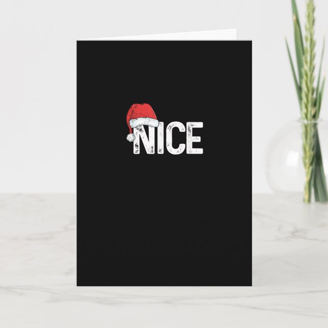 Tarjeta Naughty Or Nice Matching Christmas Funny Design (Anverso)