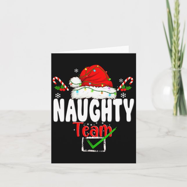 Tarjeta Naughty Or Nice Team Matching Christmas Pajama Men (Anverso)