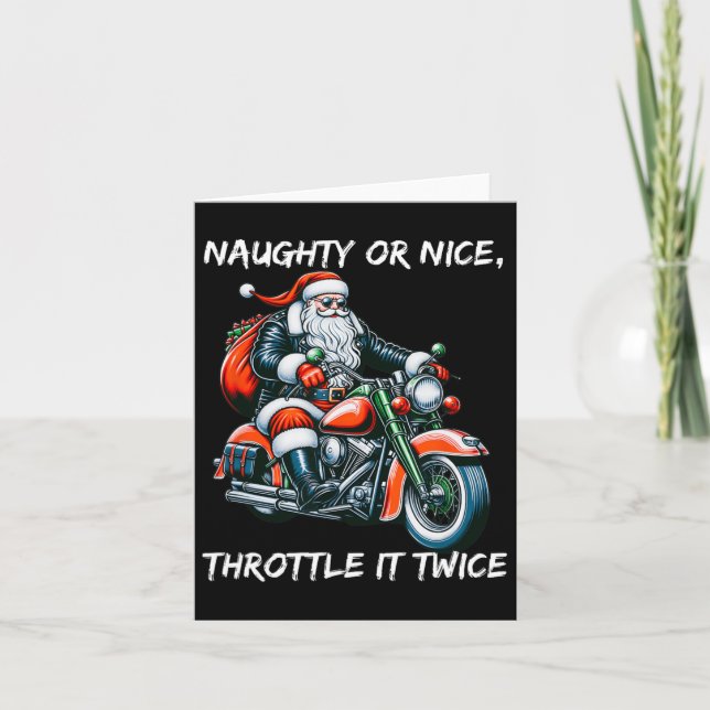 Tarjeta Naughty Or Nice Throttle It Twice Motorcycle Chris (Anverso)