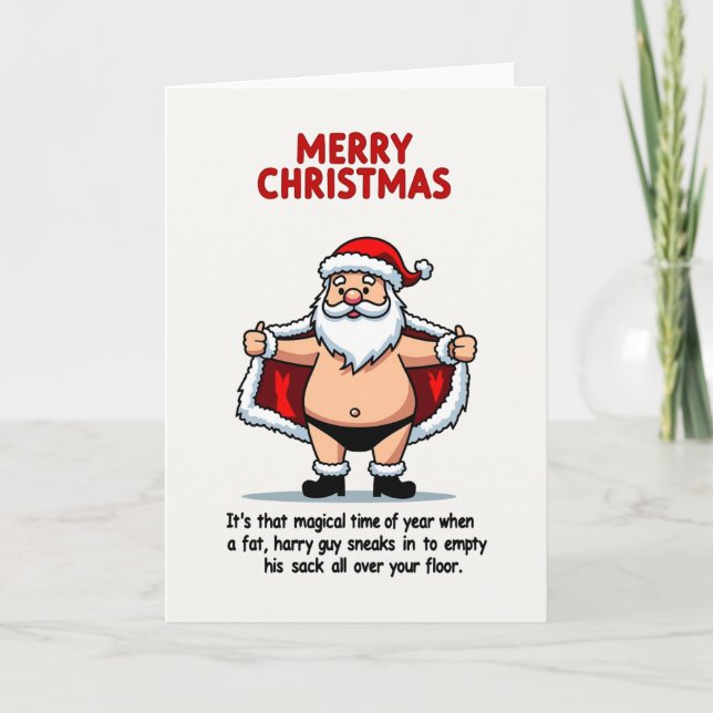 Tarjeta Naughty Santa Christmas Card Funny Joke (Anverso)
