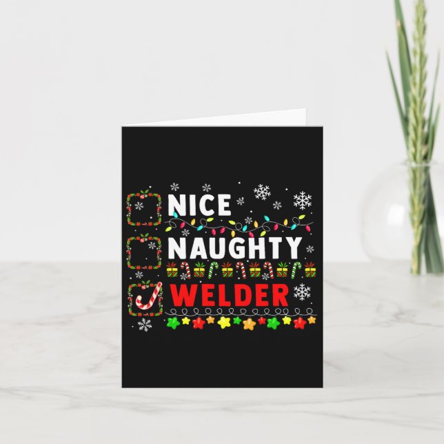 Tarjeta Naughty Welder Navidades Colorful Matching Jo (Anverso)