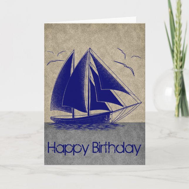 Tarjeta Náutica azul marino Feliz cumpleaños (Anverso)