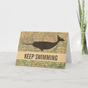 Tarjeta Náutica de ballenas antiguas: Vida marina vintage