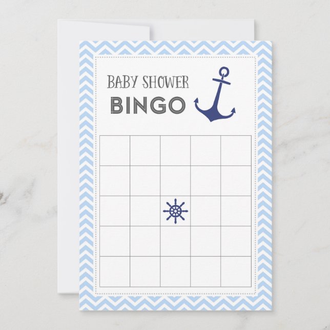 Tarjeta náutica del bingo de Baby Shower del ancla (Anverso)