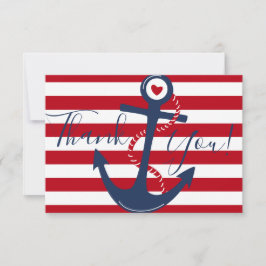 Tarjeta Nautical Anchor Red White Ocean Bot Gracias