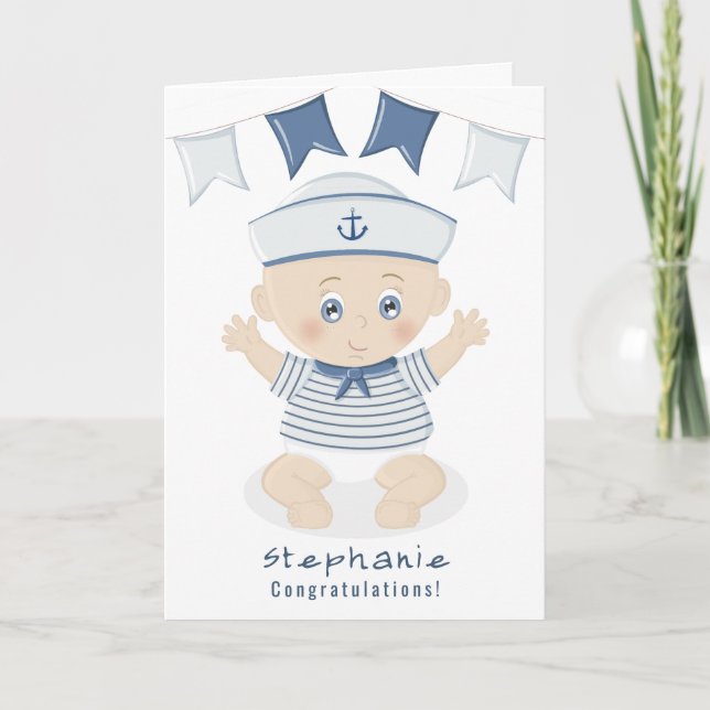 Tarjeta Nautical Baby Boy Baby Shower (Anverso)