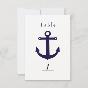 Tarjeta Nautical Blue Anchor y White Table Number