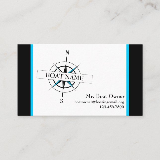 Tarjeta Nautical Bote con brújula (Anverso)