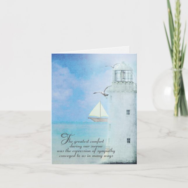 Tarjeta Nautical Lighthouse sympathy thank you (Anverso)