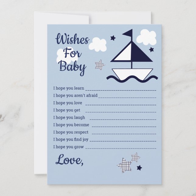 Tarjeta Nautical Sailboat Wiers for Baby (Anverso)