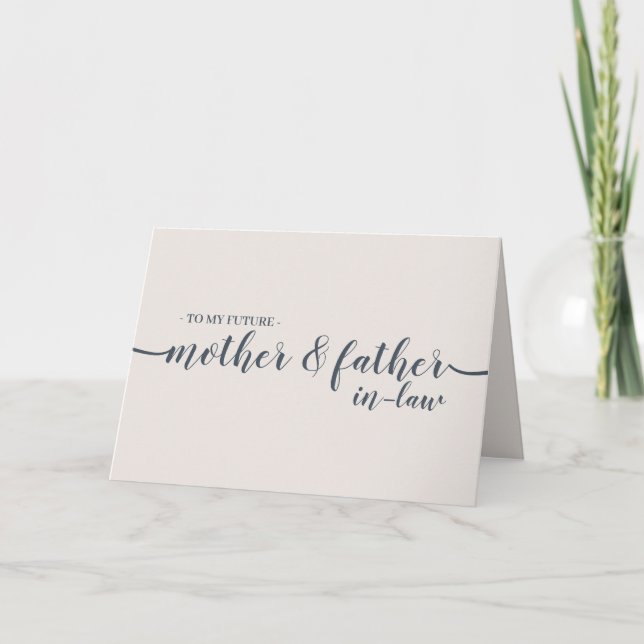 Tarjeta Naval Beige Mínimo Padres Nuevos Madre Padre (Anverso)