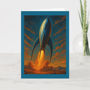 Tarjeta nave espacial inspirada en los años 50