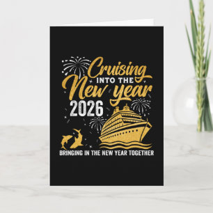 Tarjeta Navegando hacia el año nuevo 2026 Familia coincide