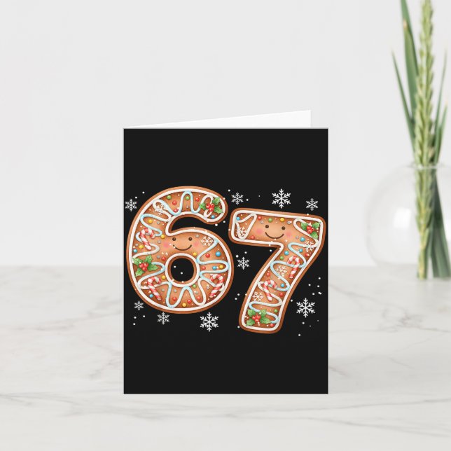 Tarjeta Navidad 6 7 Seis Siete Divertido 67 Meme Pan de Je (Anverso)