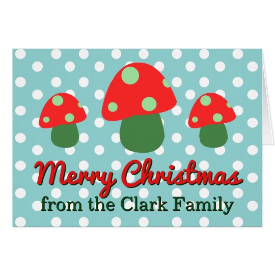 Tarjeta Navidad adaptable de la familia de la seta linda