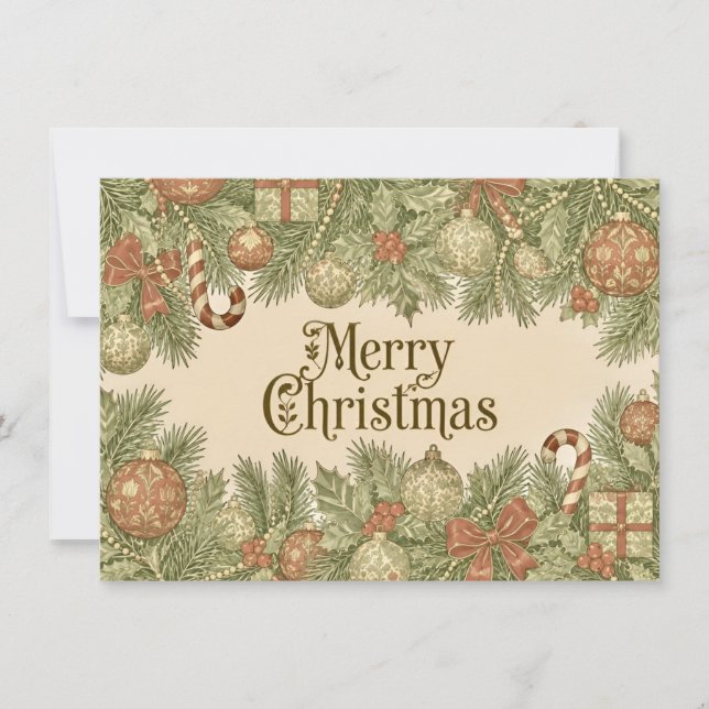 Tarjeta Navidad alegre inspirada en William Morris  (Anverso)