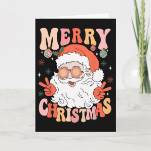 Tarjeta Navidad Alegre Retro Groovy Santa Claus de Moda