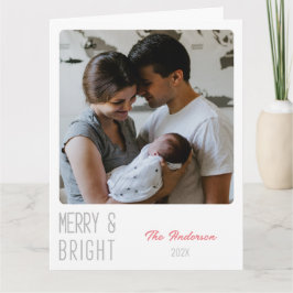 Tarjeta Navidad alegre y brillante con foto personalizada