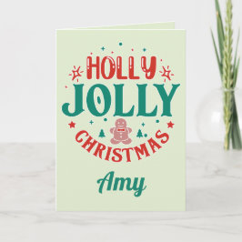 Tarjeta Navidad Alegre y Feliz Hombre de Jengibre Retro