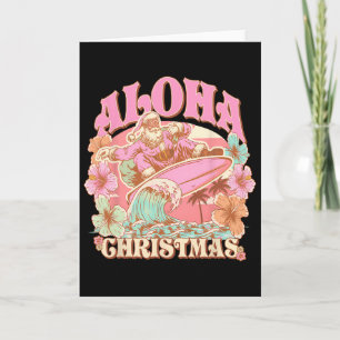 Tarjeta Navidad Aloha Santa Claus Surfing Mele Hawaiano 