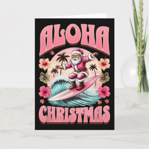 Tarjeta Navidad Aloha Santa Claus Surfing Mele Hawaiano
