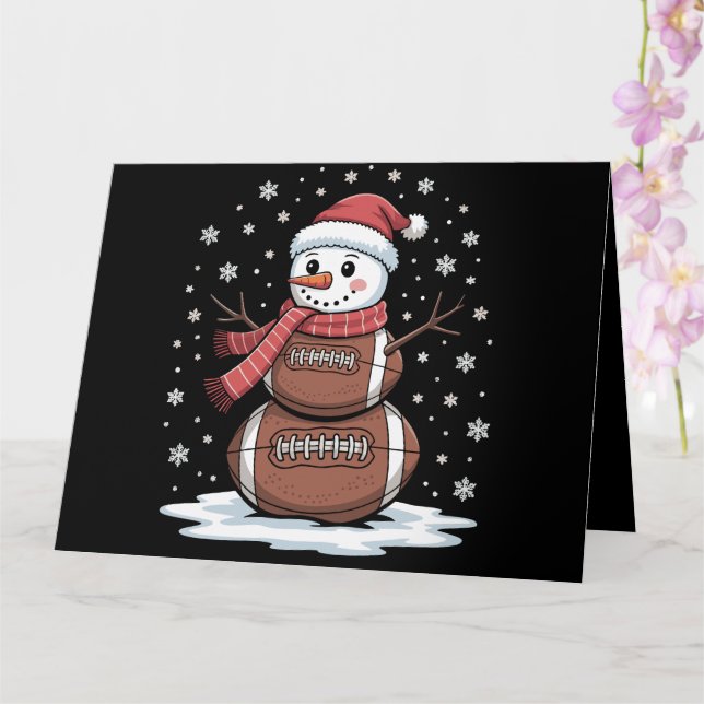 Tarjeta Navidad americano de fútbol, muñeco de nieve, depo (Orquídea)