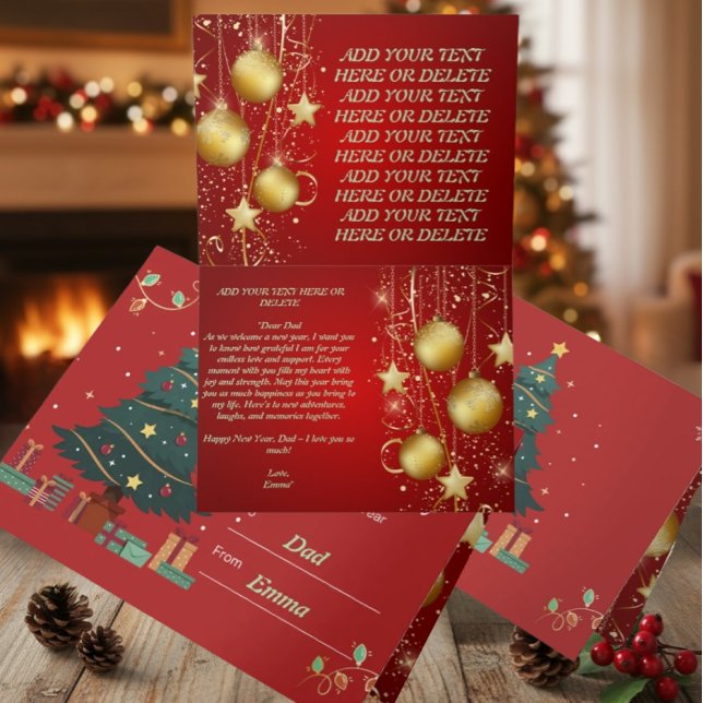 Tarjeta Navidad Año Nuevo Rojo Personalizado (Subido por el creador)