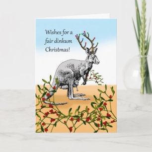 Tarjeta Navidad australiana auténtica, cangurodeer