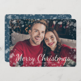 Tarjeta navidad azul de nieve para navidad